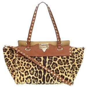 AUTHENTIC Valentino Garavani Leopard Rockstud Shoulder Bag LTJ666-011226